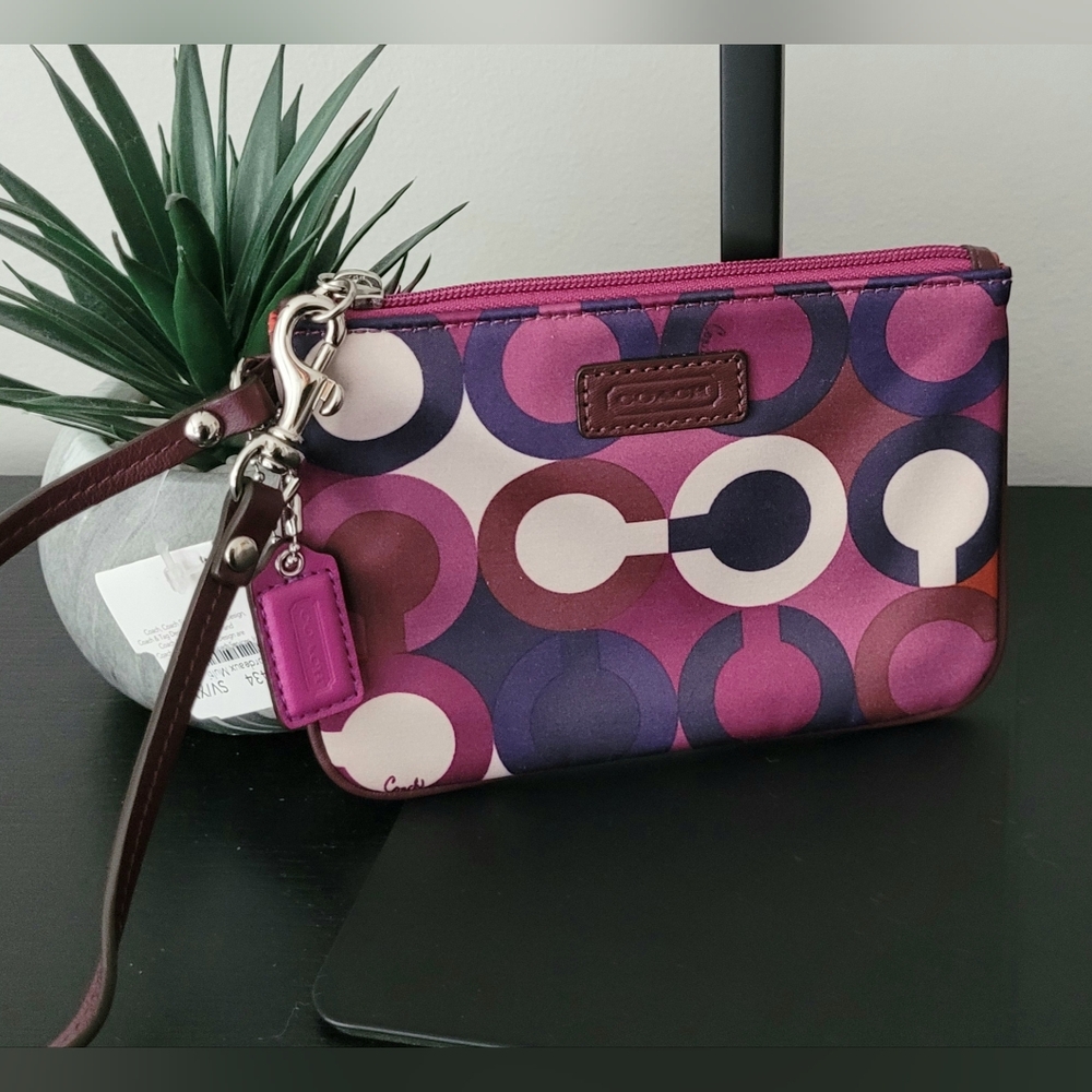 Coach NWT Multicolor Satin Wristlet